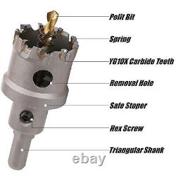 10Pcs Carbide Hole Saw Kit, 16-50mm TCT Tipped Drill Bit Set with Pilot Drill