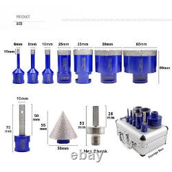 10pcs Kit Diamond Drilling Core Hole Saw Cone Bits Milling Porcelain Tile Marble