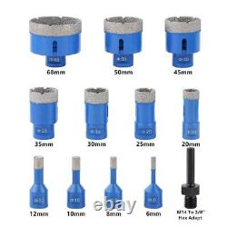 12PCS M14 Drill Bit Set Diamond Dry Hole Saw 6-68mm Granite Marble Ceramic Tile