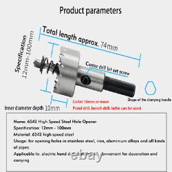 12 100 mm HSS Titanium Drill Bit Hole Saw Stainless Steel Metal Alloy Cutter