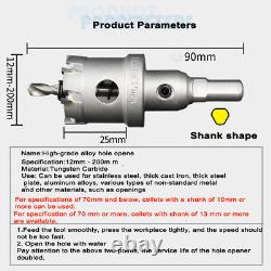 12-200mm TCT Hole Saw Drill Bit Carbide Tip Cutter Alloy Tool Stainless Steel