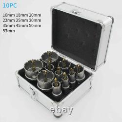 16-53 mm Metal Hole Saw Holesaw Cutter Cut Arbor Pilot Drill Bit Set Wood 10PC