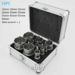 16-53 mm Metal Hole Saw Holesaw Cutter Cut Arbor Pilot Drill Bit Set Wood 10PC