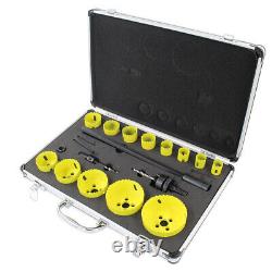 16pc Set Yellow Bi Metal M42 HSS Hole Saw Cutter Drill Bit For Wood Plaster Boar