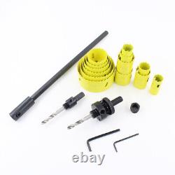 16pc Set Yellow Bi Metal M42 HSS Hole Saw Cutter Drill Bit For Wood Plaster Boar