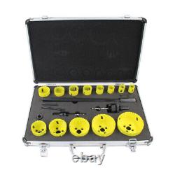 16pc Set Yellow Bi Metal M42 HSS Hole Saw Cutter Drill Bit For Wood Plaster Boar