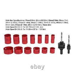 19-Piece Bi Metal Hole Saw Kit With Drill Bit Hex Wrench Long Pole Pipe Hole