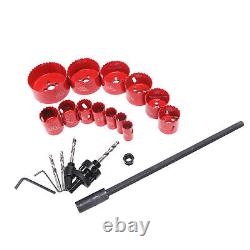 21x Hole Saw Kit Hole Cutter WithDrill Bit Extension Rod Thread Converter TPG