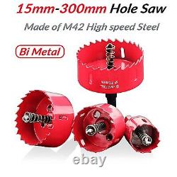 Bi metal Hole Saw 15mm-300mm Drill Bit Arbor Pilot Hole Saw Metal Wood Plastic