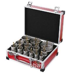 Vearter Tungsten Carbide Tipped hole Saw Set, 15Pcs TCT Drill Bit Kit 16mm-75mm